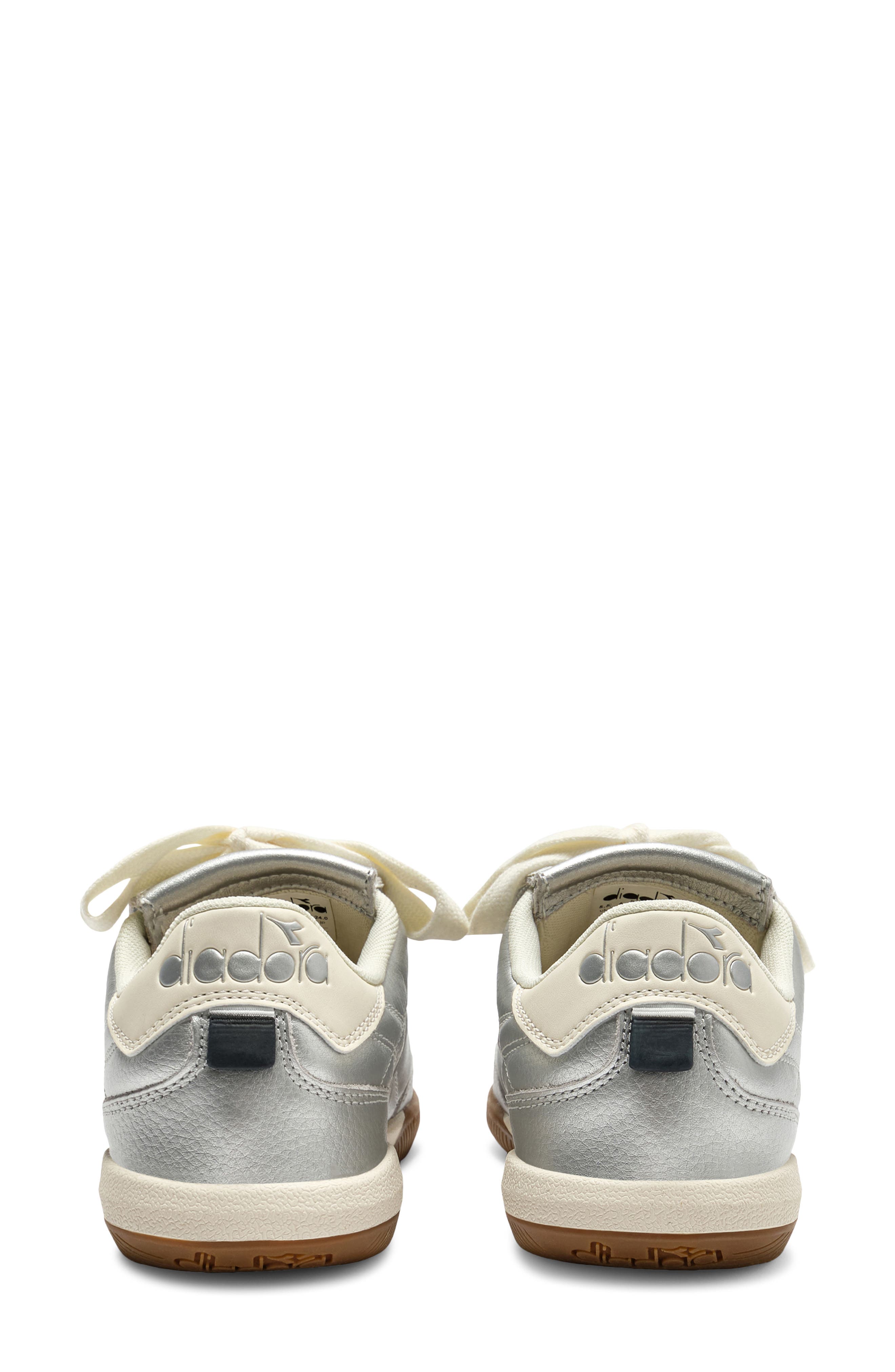 Diadora Gold Indoor Metallic Leather Sneaker, Alternate, color, Silver