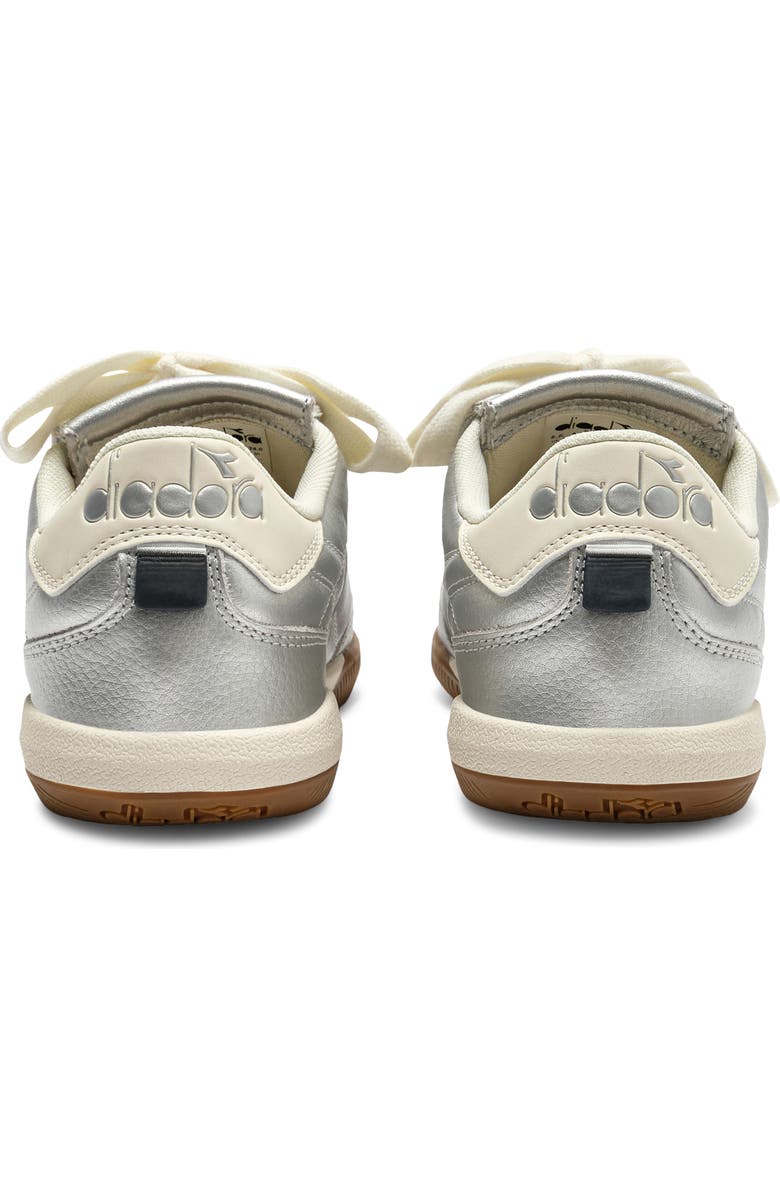 Diadora Gold Indoor Metallic Leather Sneaker, Alternate, color, Silver