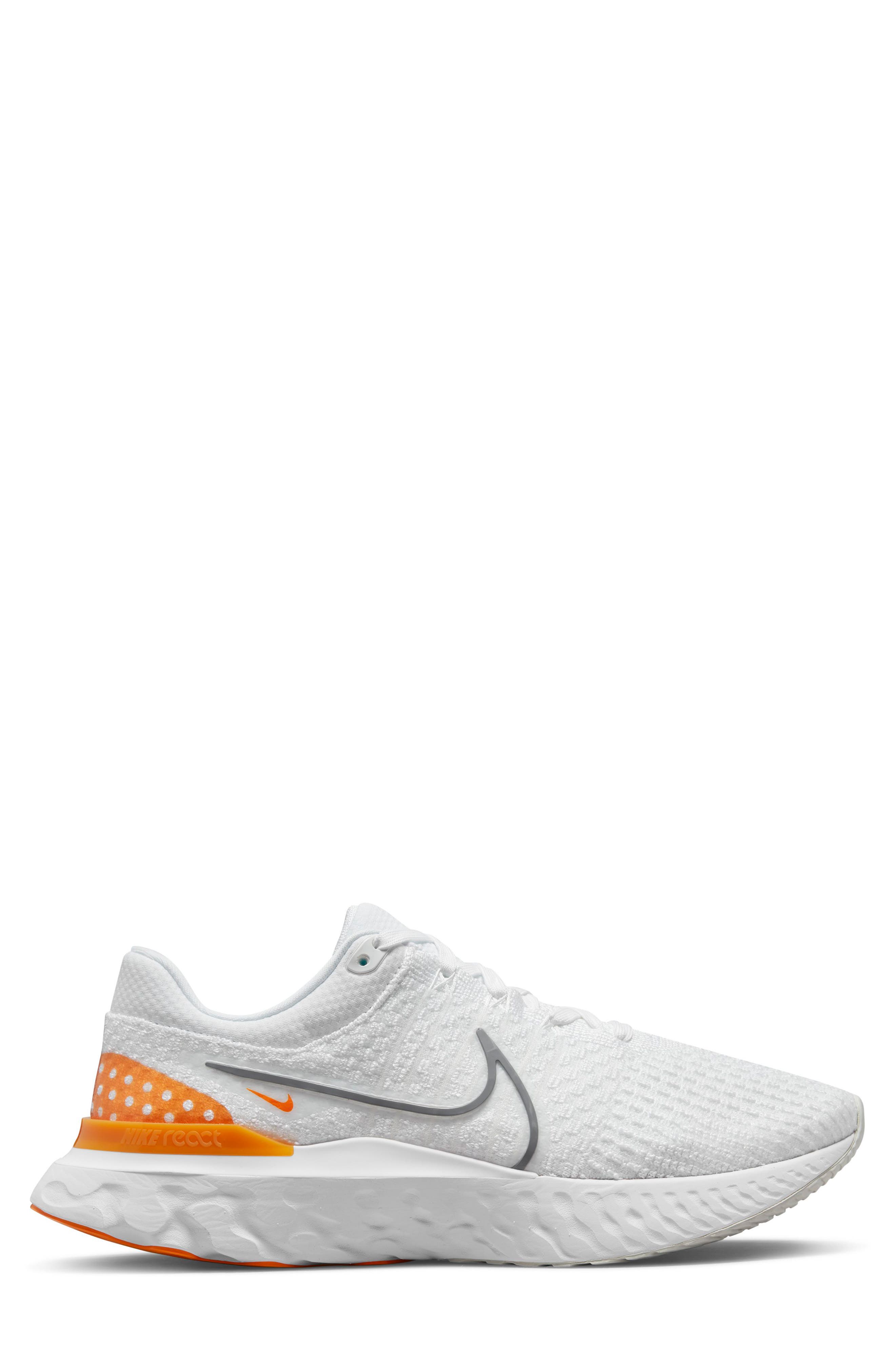 Nike React Infinity Run Flyknit 3 Running Shoe, Alternate, color, White/ Grey/ Kumquat/ Photon