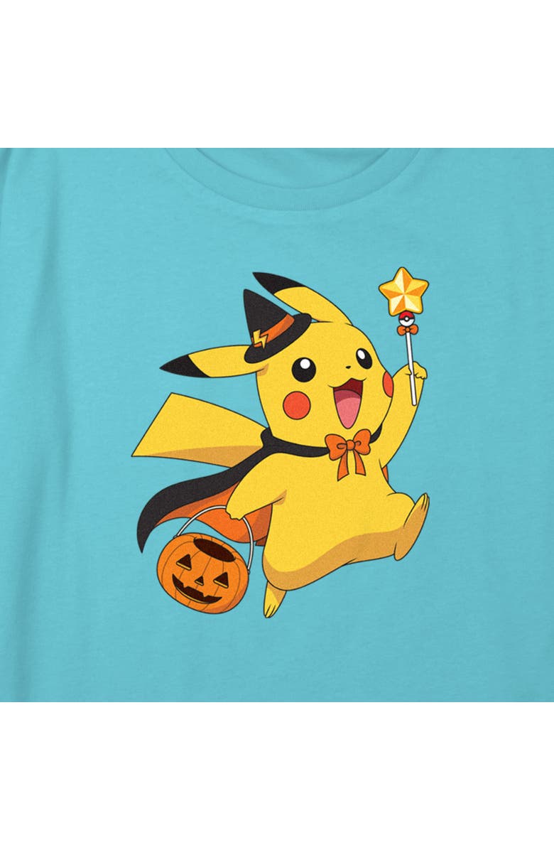 POKEMON Girl's Pokemon Halloween Pikachu Wizard Graphic T-Shirt, Alternate, color, Blue