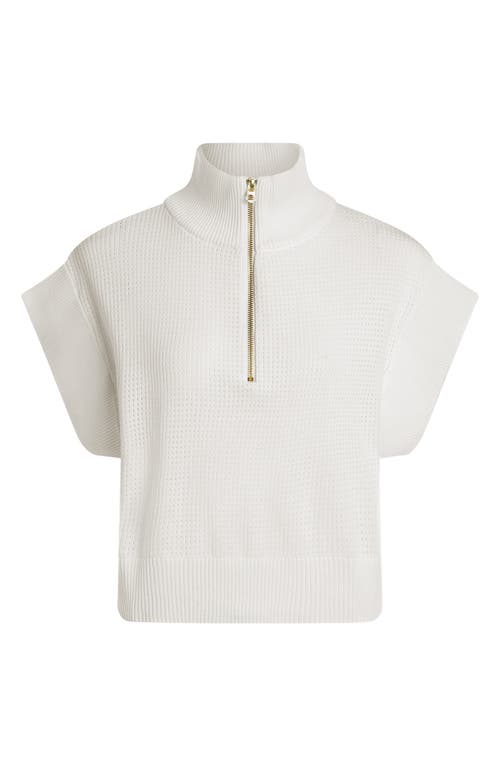 Varley Fulton Short-sleeve Half-zip Cropped Pullover Top In Snow White