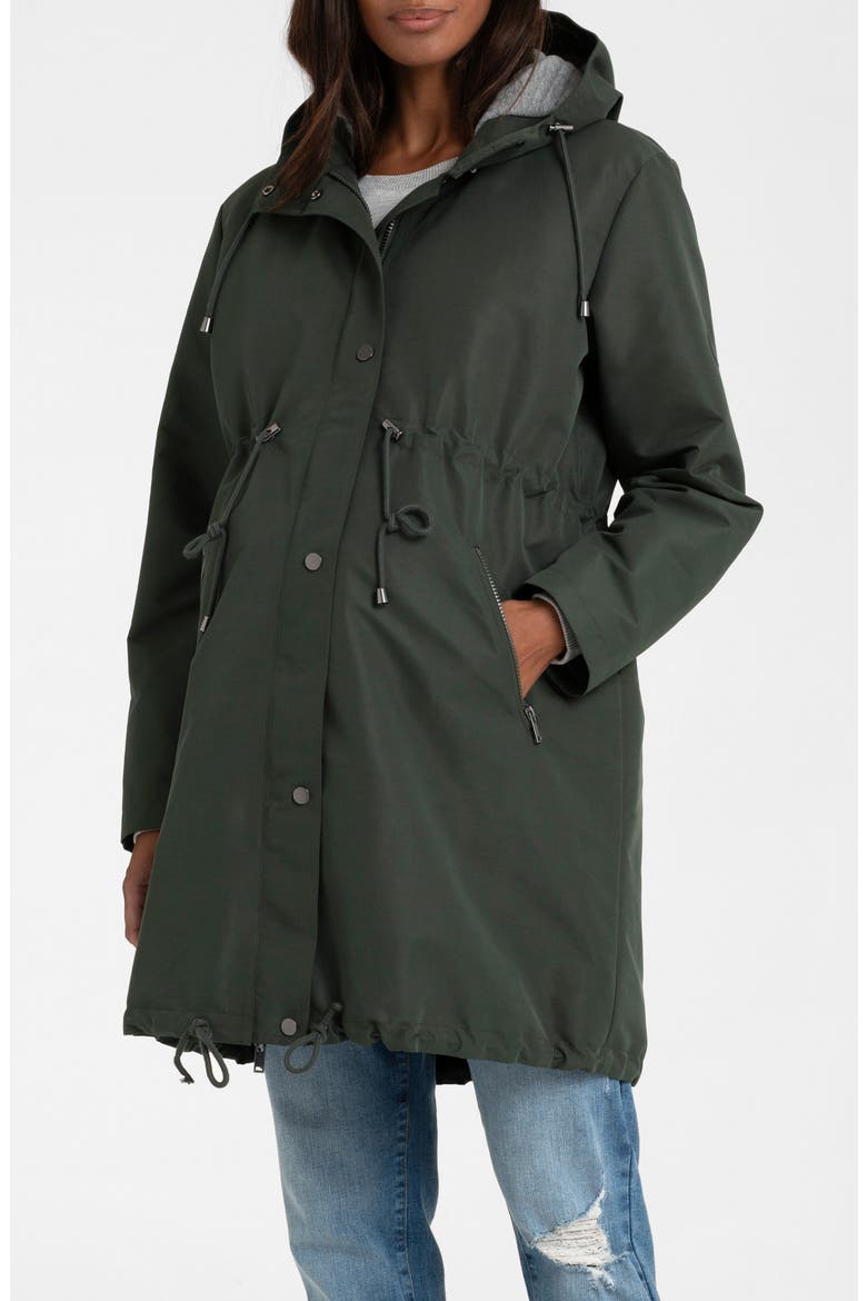 Showerproof Maternity & Babywearing Parka, Main, color, GREEN