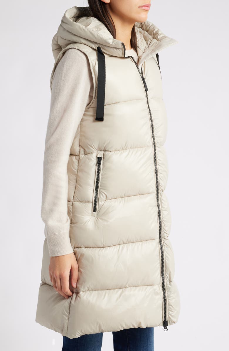 Save The Duck Iria Quilted Nylon Hooded Longline Vest, Alternate, color, 