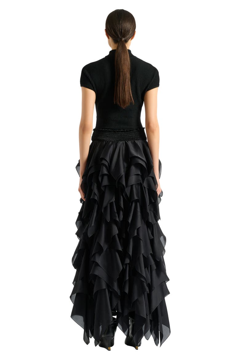 Long ruffled skirt, Alternate, color, black