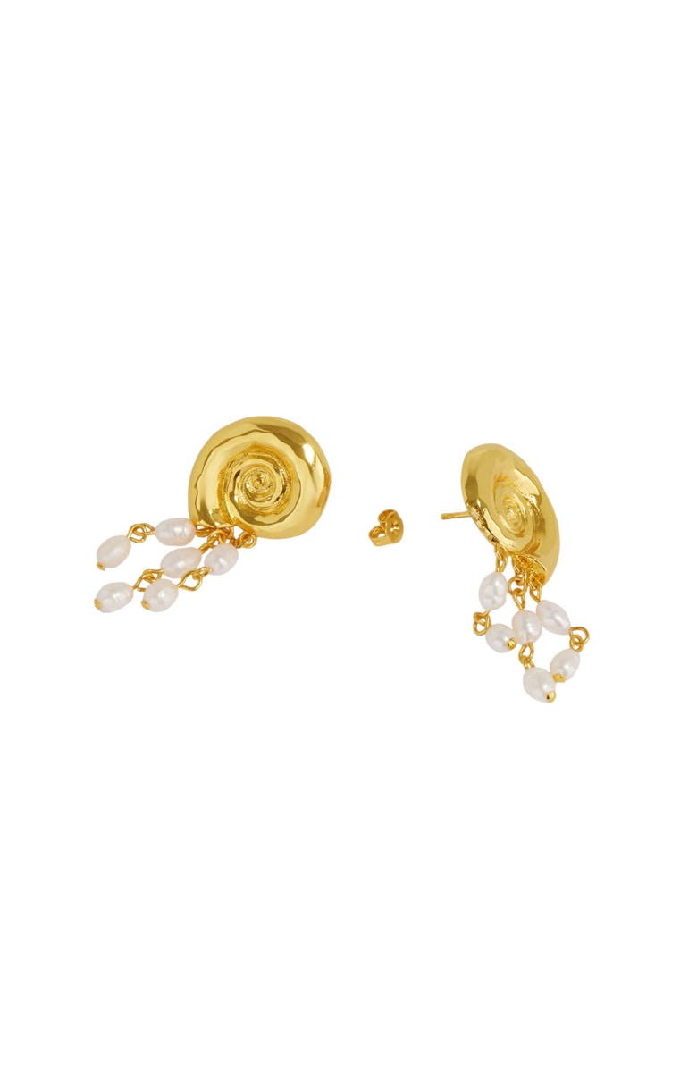 Ottoman Hands Waterproof Shell Pearl Beaded Stud Earrings, Alternate, color, Gold