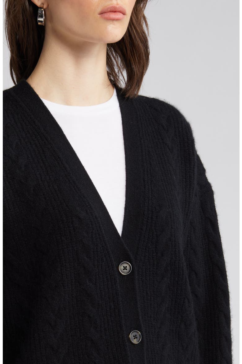 Cashmere Cable Cardigan, Alternate, color, BLACK ROCK