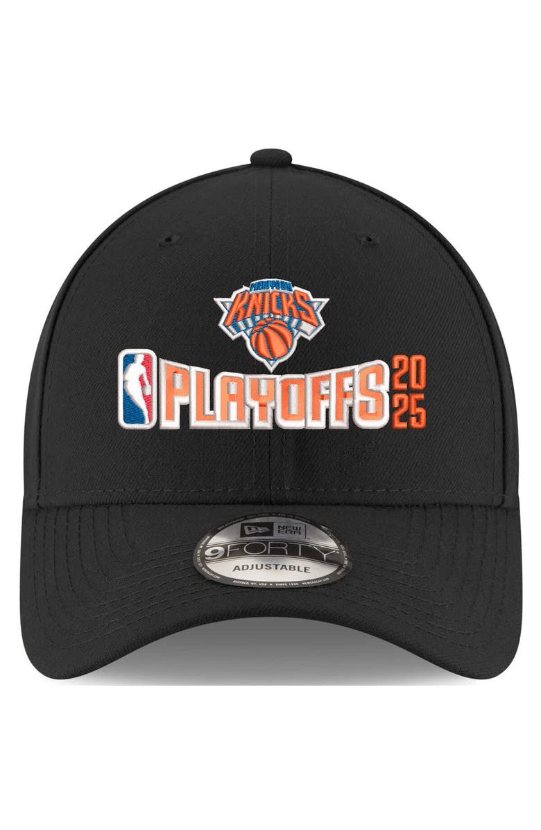 New Era Men's Black New York Knicks 2025 NBA Playoffs 9FORTY Adjustable Hat, Alternate, color, 