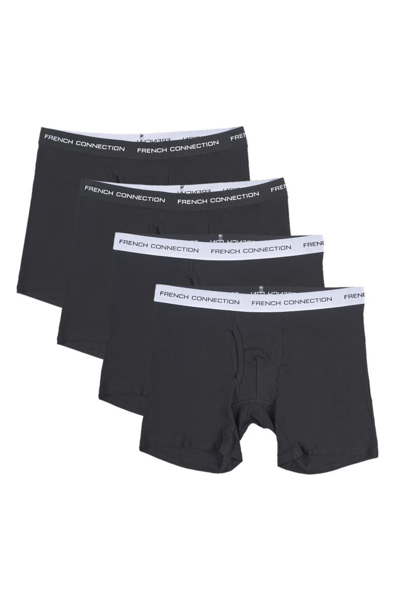 French Connection 4-Pack Cotton Boxer Brief, Alternate, color, Black White