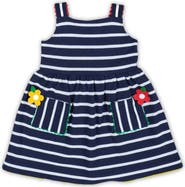 Florence Eiseman Stripe Knit Dress With Ric Rac And Flowers