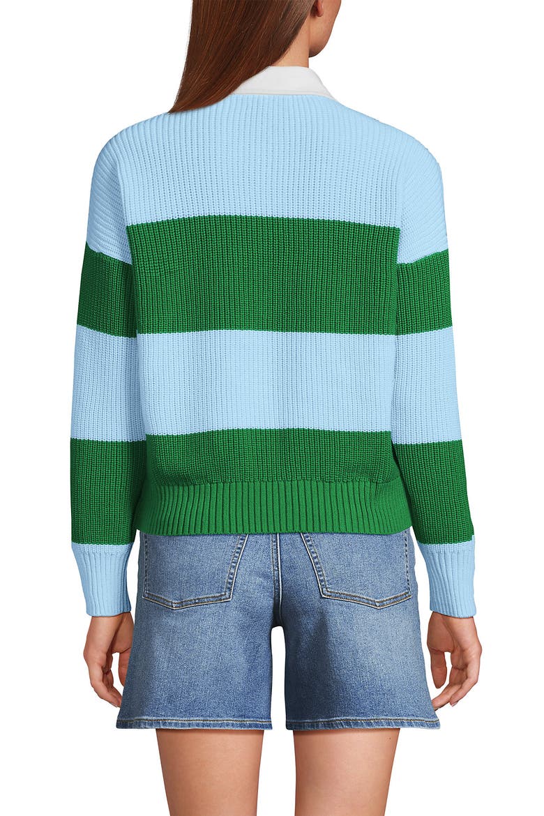 Drifter Rugby with Woven Collar Sweater, Alternate, color, True Green/Soft Ice Blue Rugby