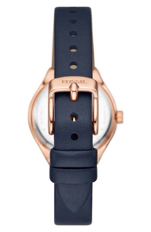 Fossil Eevie Crystal Three-hand Leather Strap Watch, 30mm In Rose Gold