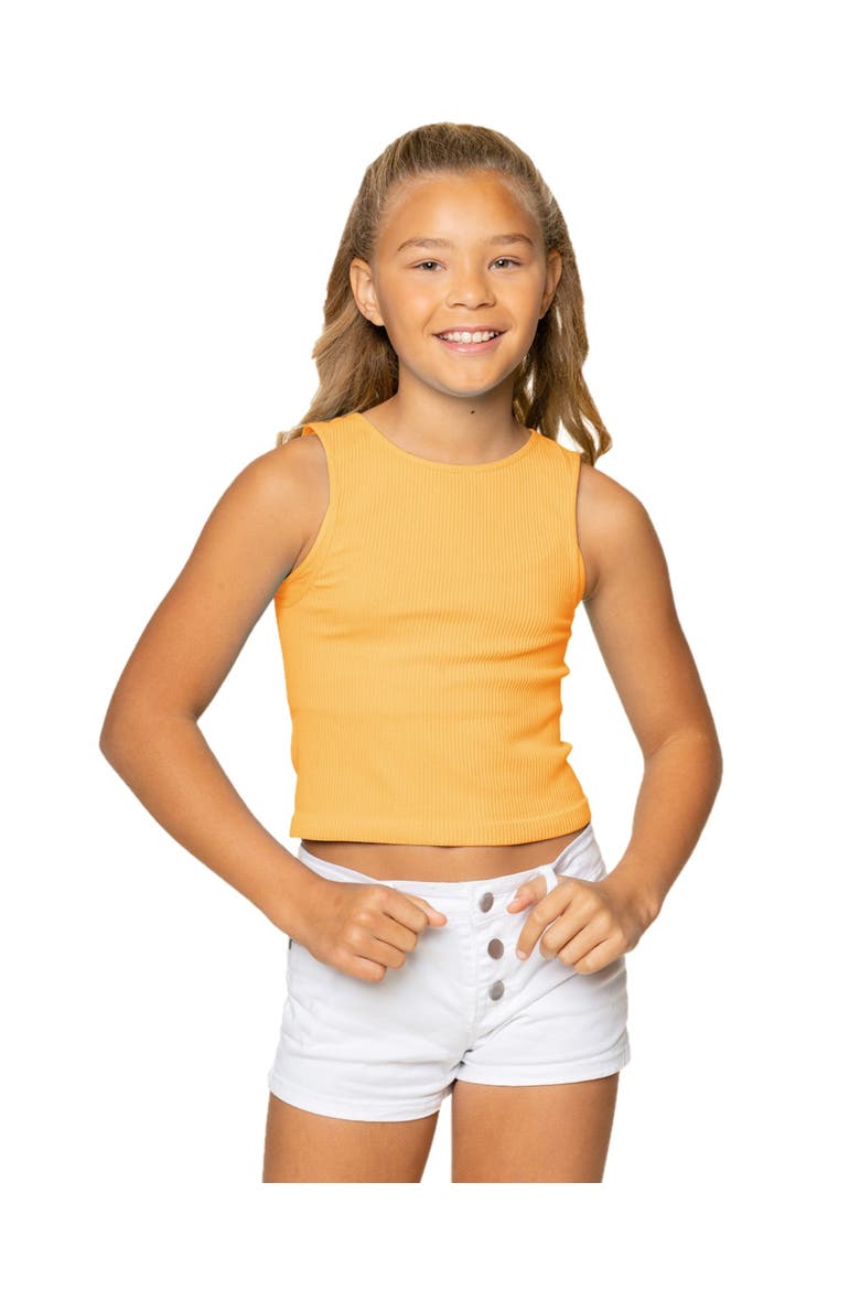 Ribbed crop sports tank top - Big Kid, Alternate, color, Cantaloupe