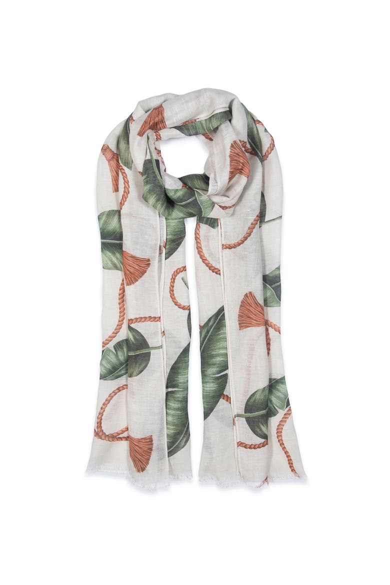 Leaf & Tassel Wrap, Main, color, Olive