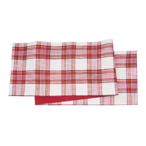 Gracelyn Red & White Plaid Christmas 100% Cotton Table Runner 13" x 72"