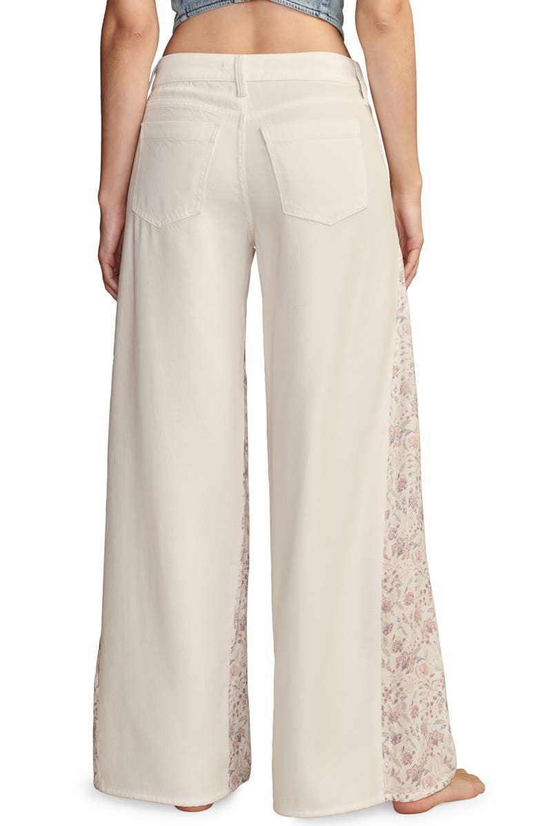 Lucky Brand Floral Inset Palazzo Jeans, Alternate, color,