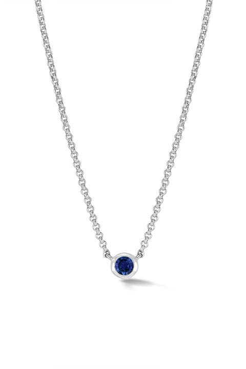 Blue Sapphire Round Dewdrop Pendant