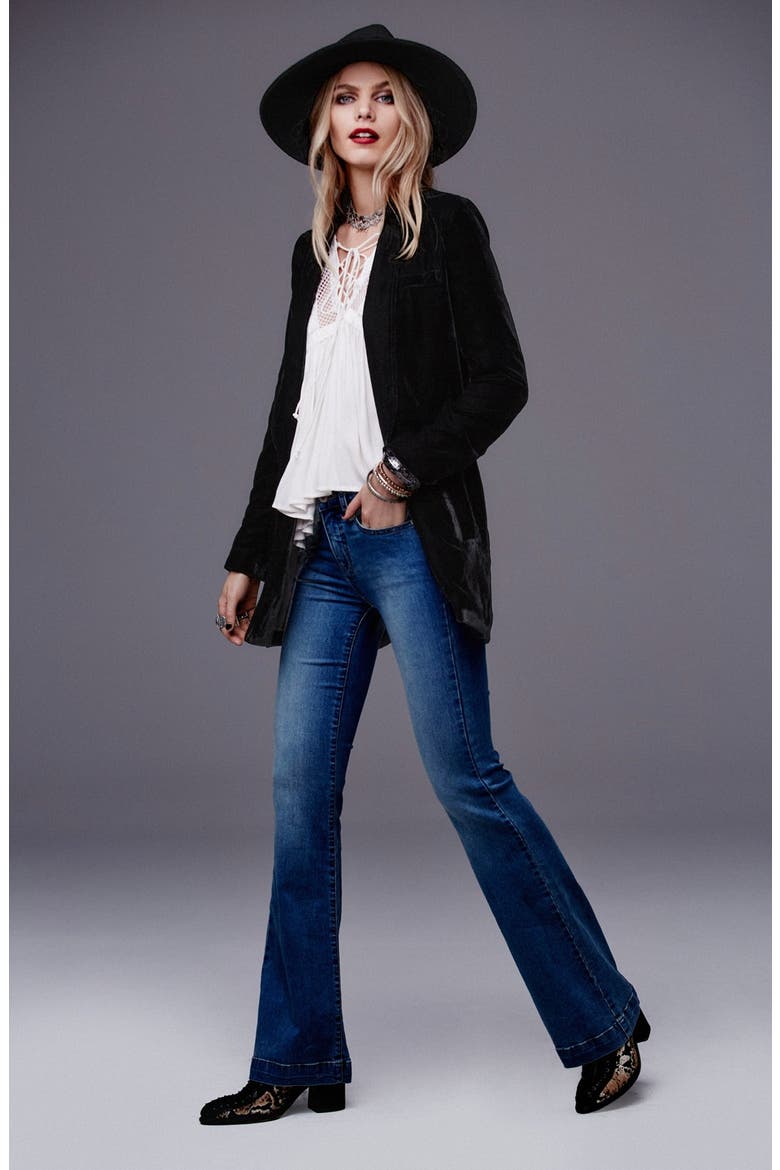 Slouchy Velvet Blazer, Alternate, color, BLACK