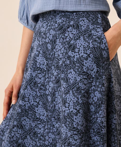 Pact Fit & Flare Midi Skirt In Blue