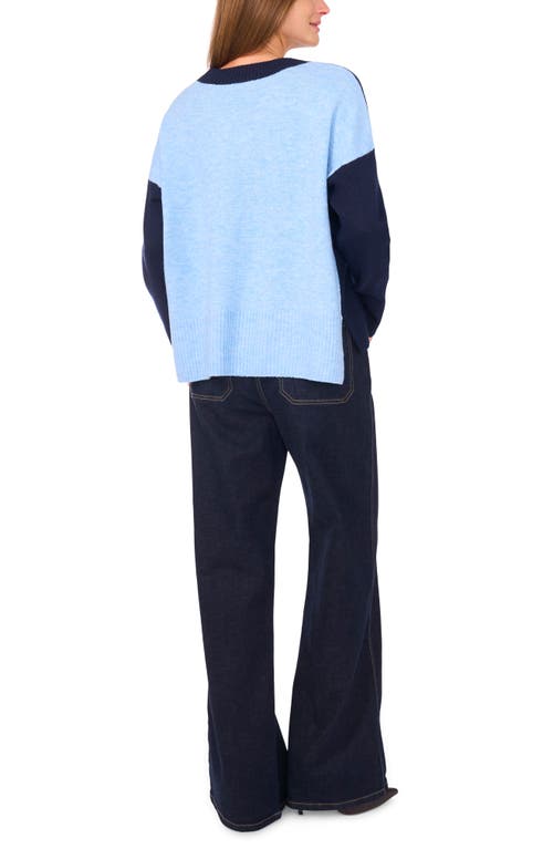 Vince Camuto Contrast High-low Sweater In Blue