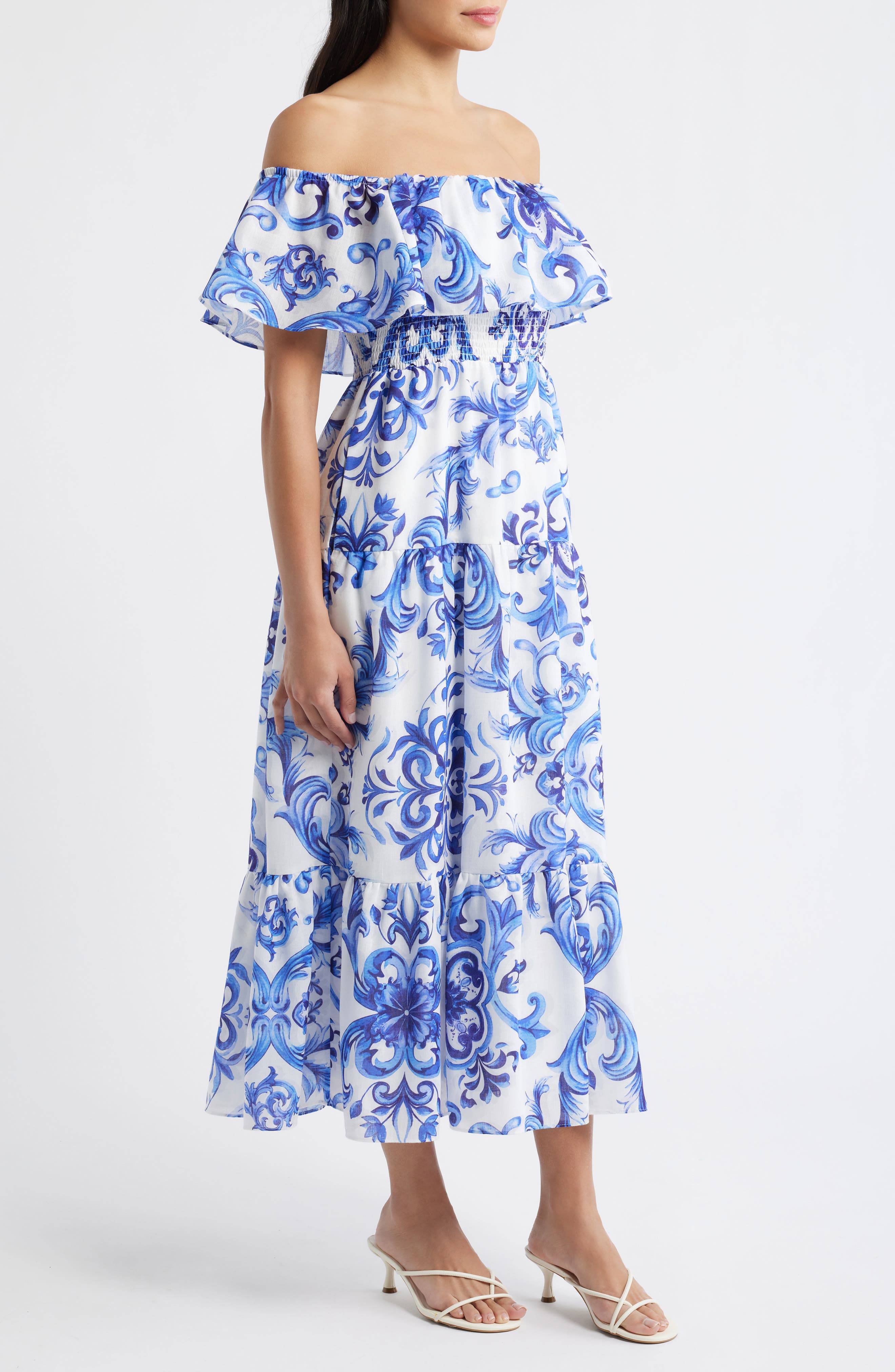 Sam Edelman Off the Shoulder Tiered Maxi Dress (Women) | Nordstromrack