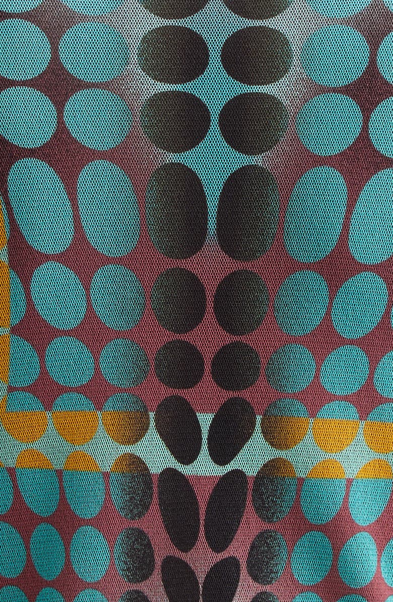 Jean Paul Gaultier Re-Edition Polka Dot Trompe l'Oeil Long Sleeve Mesh Dress, Alternate, color, Blue/ Purple/ Yellow