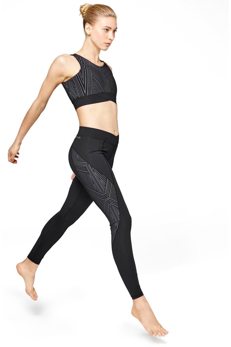 V-Waistband Reflective Leggings, Alternate, color, BLACK