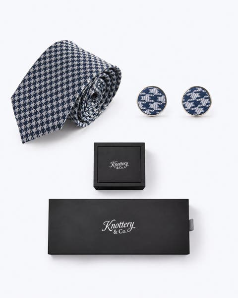Houndstooth Heritage Silk Tie And Cufflinks Gift Set