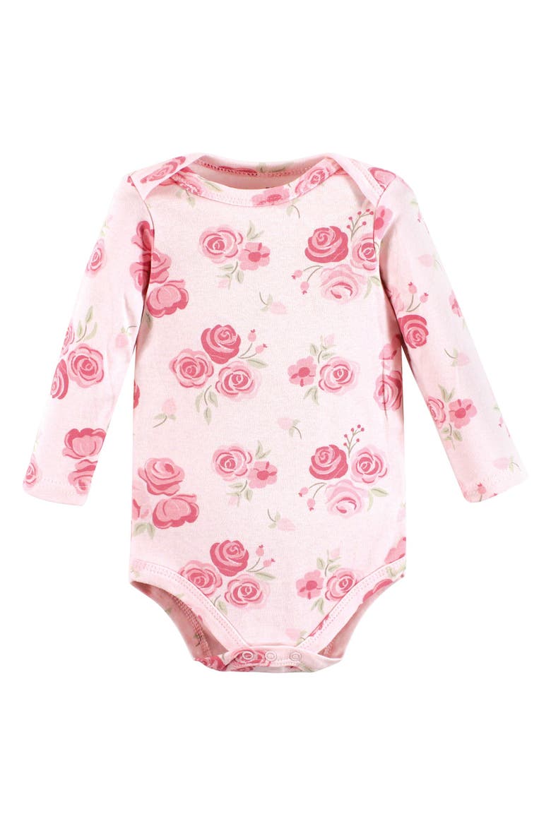 Soft Cotton Long-Sleeve Bodysuits, Alternate, color, Blush Rose Leopard 5-Pack