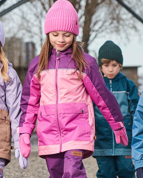 Deux Par Deux Little Girl's Colorblock Mid-season Jacket Pale Pink, Fuchsia, And Mauve In Pale Pink, Fuchsia, And Mauve