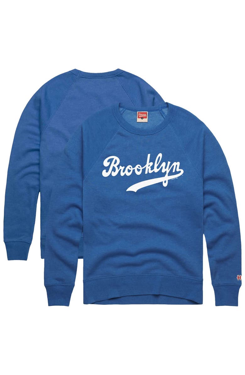 Homage Men's Homage Royal Brooklyn Dodgers Retro Tri-Blend Pullover Sweatshirt, Main, color,