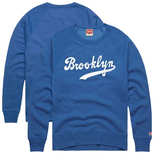 Homage Royal Brooklyn Dodgers Retro Tri-blend Pullover Sweatshirt In Blue