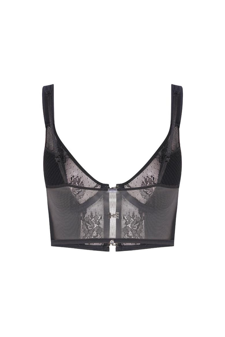 Estelle Lace Satin Bustier, Alternate, color, Black