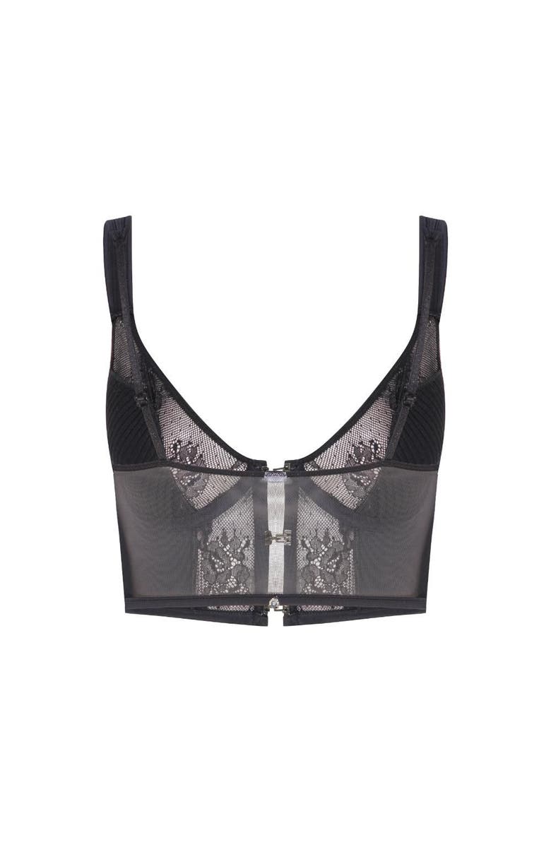 House Of Silk Estelle Lace Satin Bustier, Alternate, color, Black