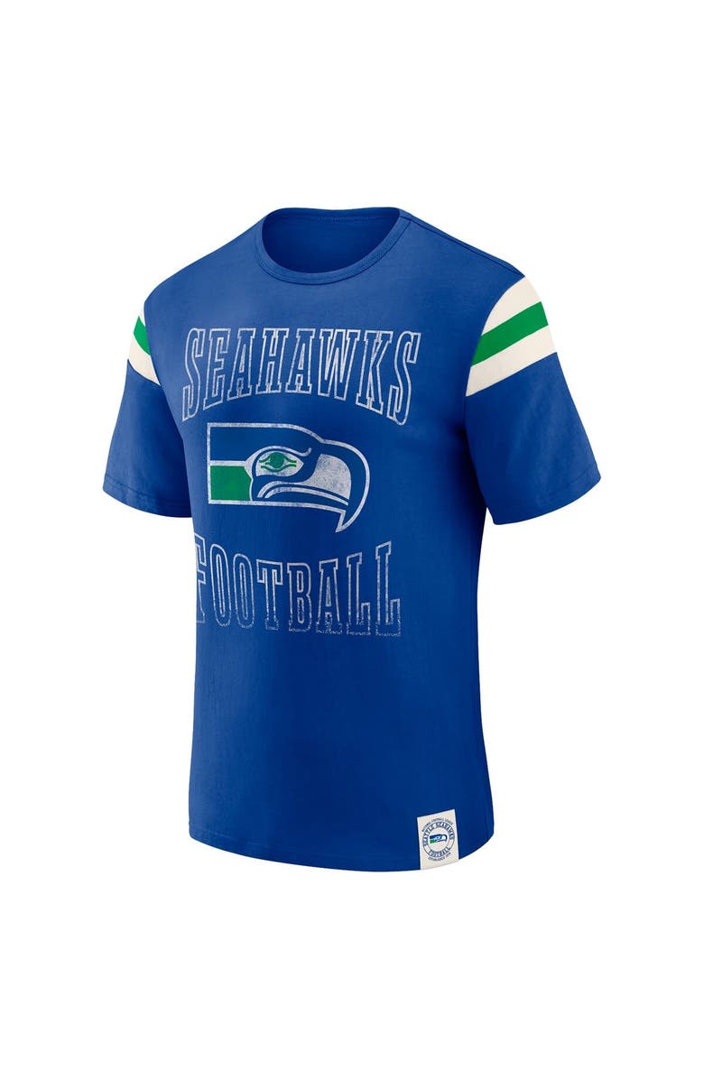 Darius Rucker Collection by Fanatics Men's Darius Rucker Collection by Fanatics Royal Seattle Seahawks Distressed Throwback Shoulder Stripe T-Shirt, Alternate, color, Royal