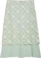 Siedrés Lunies Floral Appliqué Sheer Lace Midi Skirt