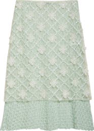 Siedrés Lunies Floral Appliqué Sheer Lace Midi Skirt