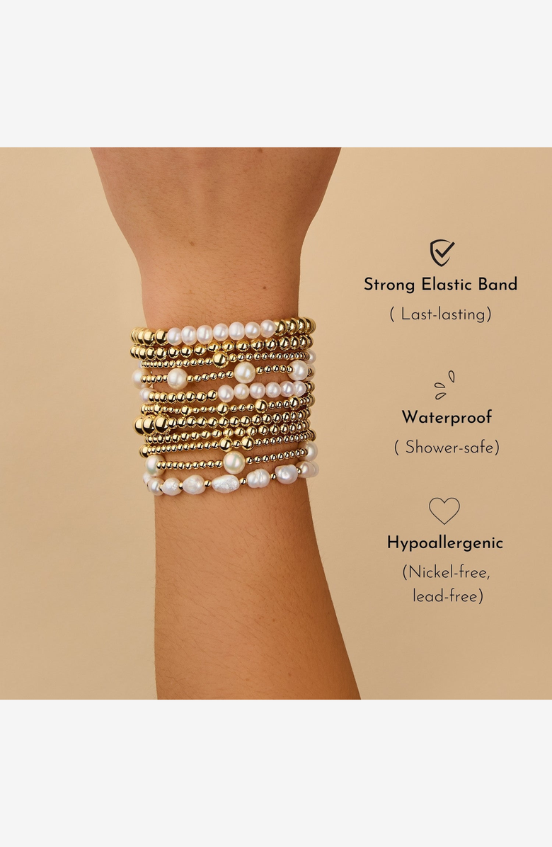 Little Sky Stone Bead 8-Pearl Bracelet, Alternate, color, Gold / Pearl