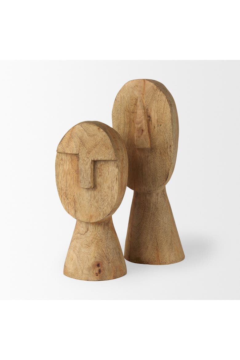 Ivan Wooden Head Sculpture, Alternate, color, Brown