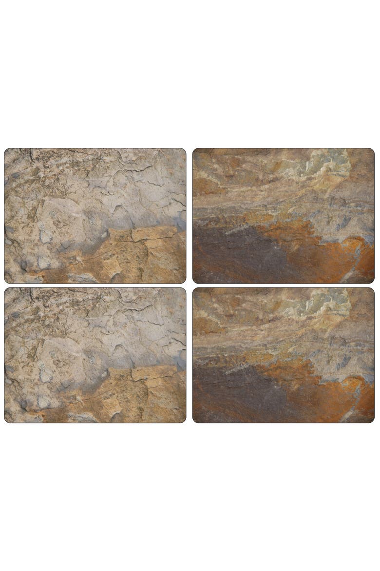 Earth Slate Set of 4 Cork Back Placemats, Alternate, color, Earth Slate