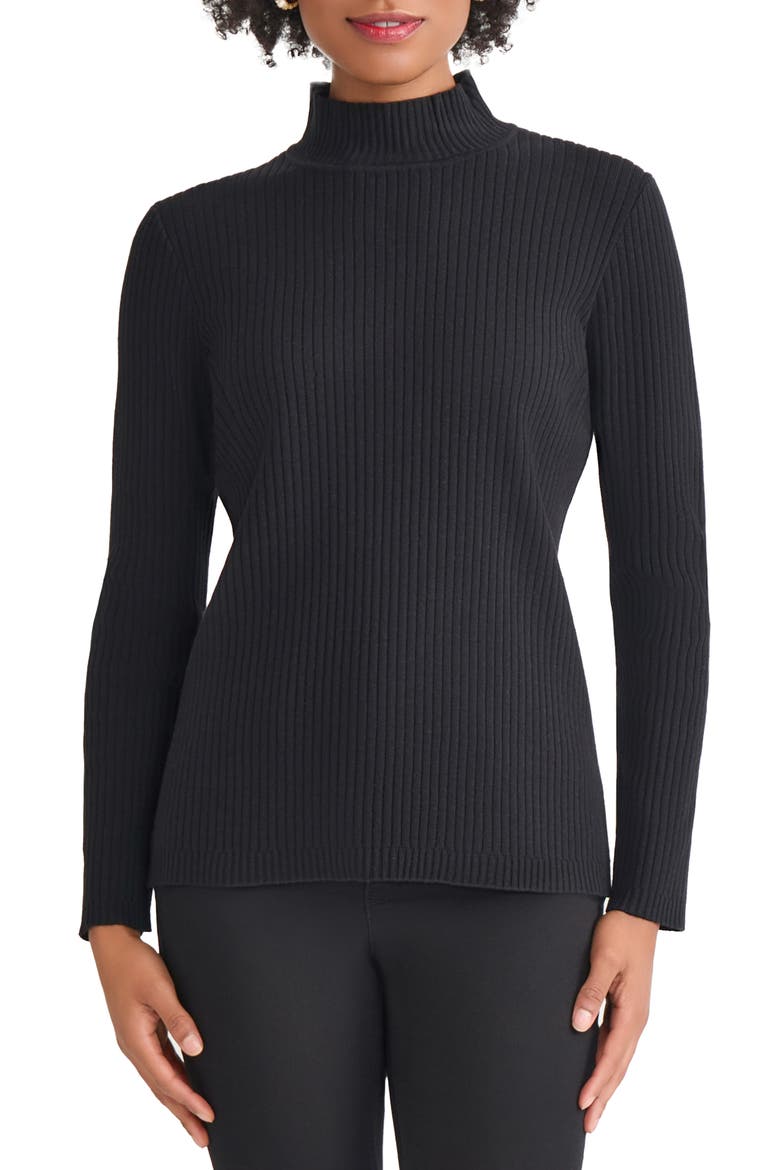 Rib Short Sleeve Sweater, Main, color, JONES BLACK