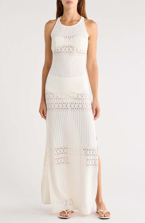 Open Stitch Sleeveless Cover-Up Maxi Dress