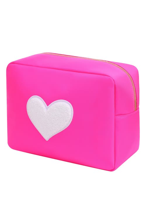 Bloc Bags Xl Heart Patch Cosmetic Bag With Insert In Hot Pink