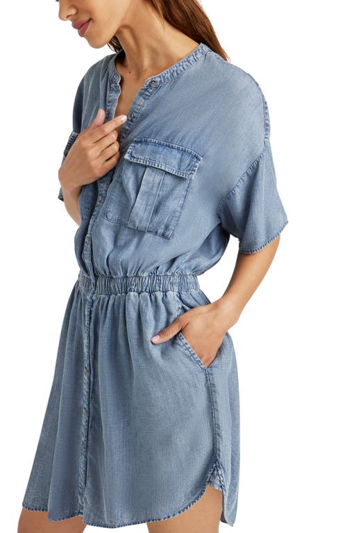 Shop Splendid Raquel Chambray Mini Shirtdress In Indigo