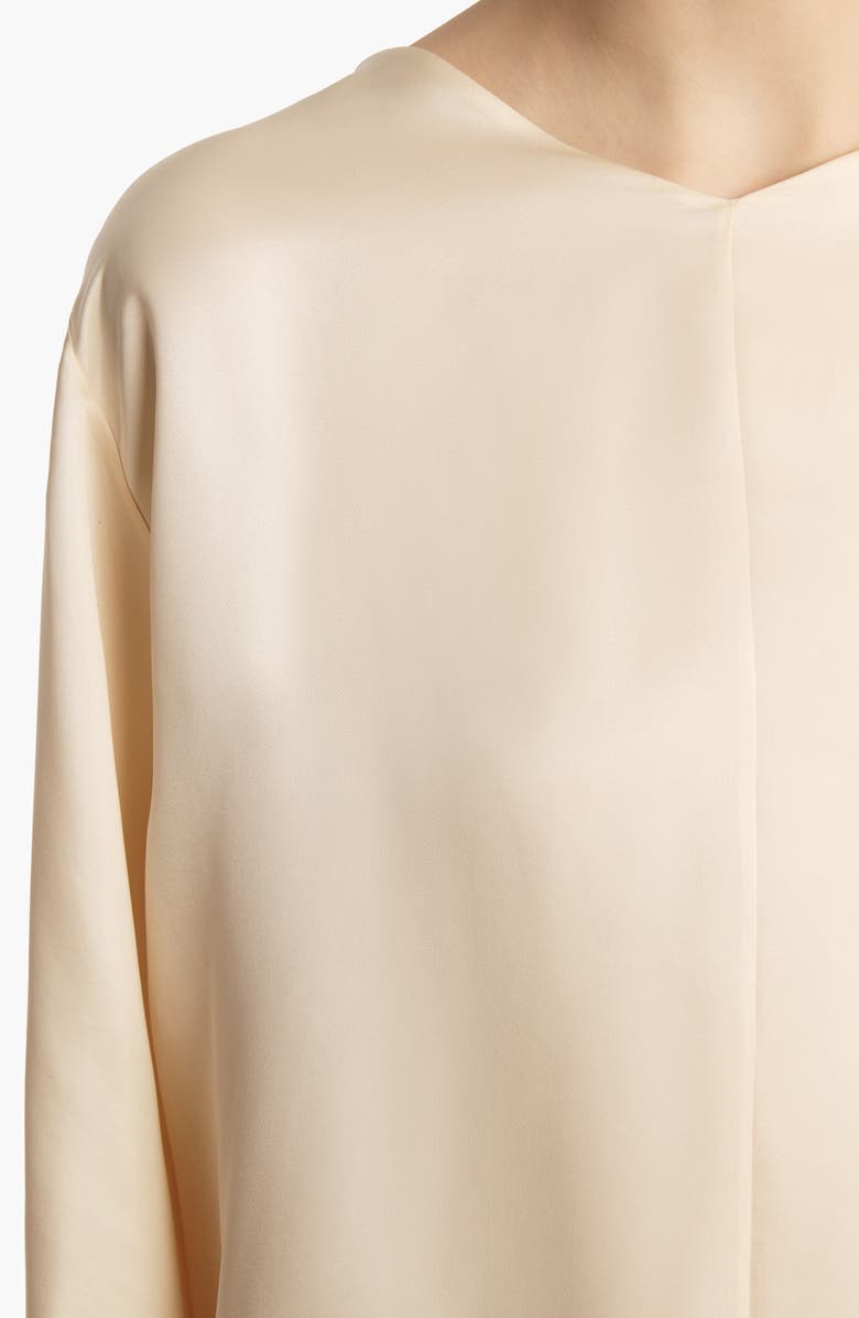 Khaite Durion Tie Back Cupro & Silk Satin Top, Alternate, color, Custard