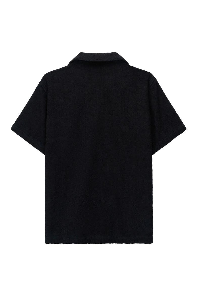 Nathan Oversize Terry Cloth Camp Shirt, Alternate, color, BLACK