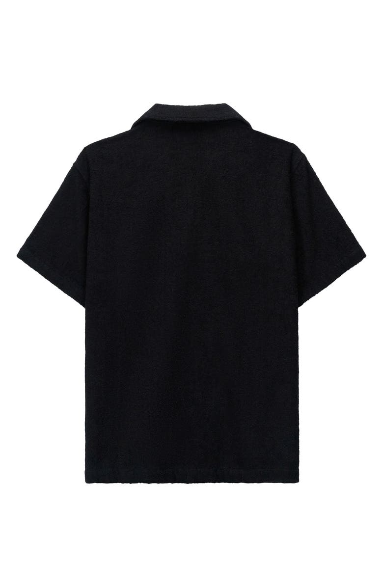RtA Nathan Oversize Terry Cloth Camp Shirt, Alternate, color, Black