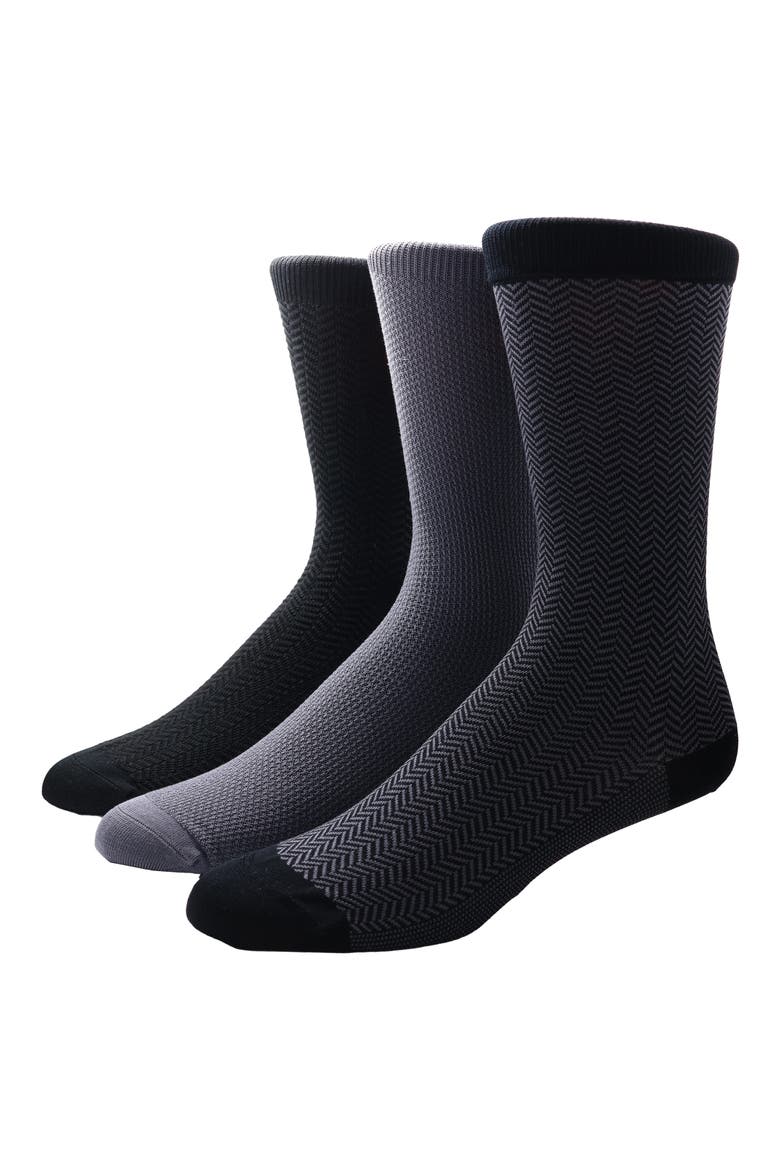 3-Pack Dress Socks, Main, color, GREY CHEVRON/ GREY/ CHEVRON