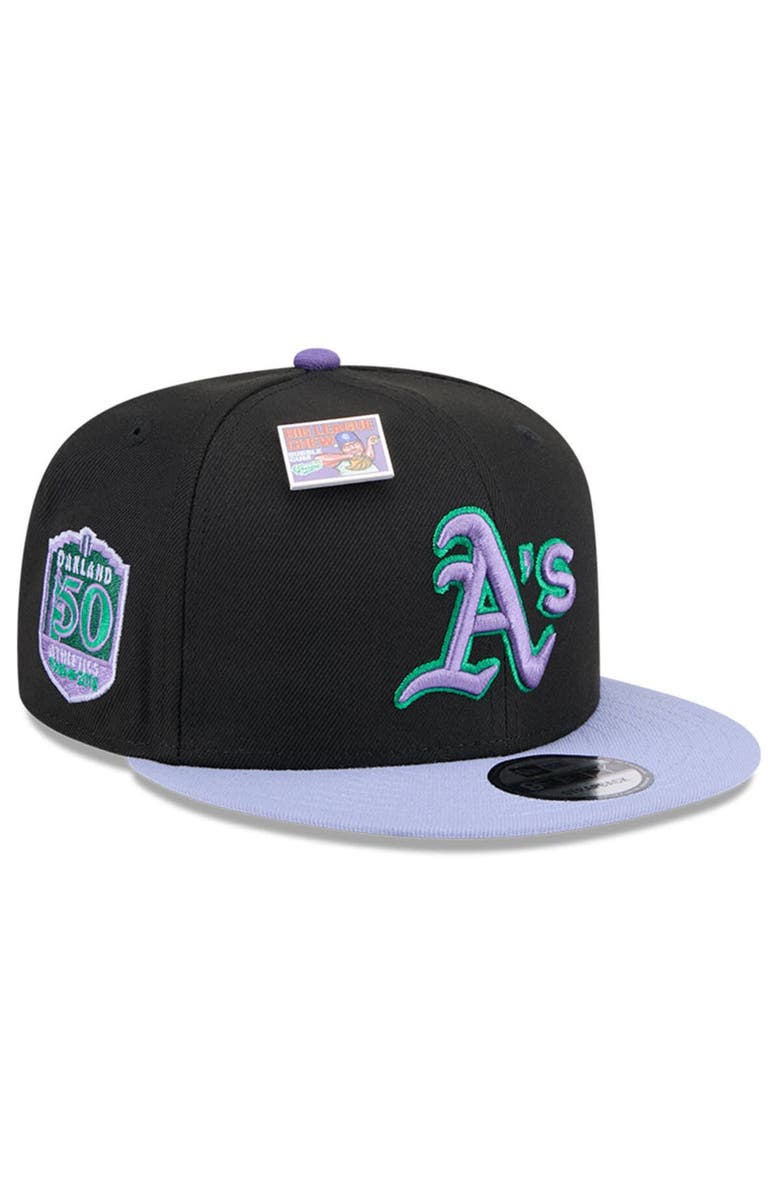 New Era Men's New Era Black/Purple Oakland Athletics Grape Big League Chew Flavor Pack 9FIFTY Snapback Hat, Main, color, Black
