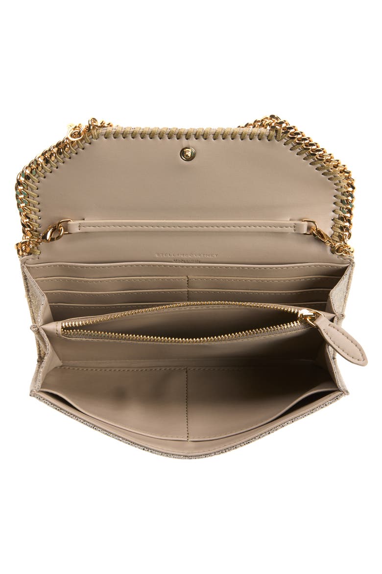 Falabella Faux Leather Continental Wallet on a Chain, Alternate, color, PYRITE