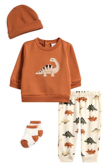 Pl Baby By Petit Lem Sweatshirt, Leggings, Socks & Beanie Set In Multi